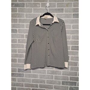Notations 90s Striped Button Down,Long Sleeve Classic  Women Blouse Size‎ Medium